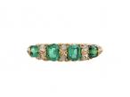 Victorian four stone emerald and diamond carved ring in gold