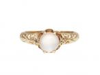 Antique Moonstone Orb Ring in Carved 14kt Yellow Gold