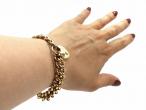 Antique 15kt Yellow Gold Textured Double Curb Bracelet & Heart Lock