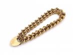 Antique 15kt Yellow Gold Textured Double Curb Bracelet & Heart Lock