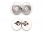 Vintage Double Oval Diamond Set Cufflinks in Platinum