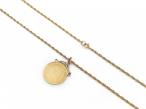 Antique Sovereign coin pendant on a spiga link chain in 9kt yellow gold