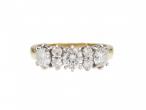 Vintage diamond three stone cluster ring in 18kt yellow gold