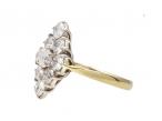Retro diamond shape diamond cluster ring in 18kt yellow gold