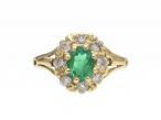 Victorian style emerald and diamond coronet cluster ring in 18kt yellow gold