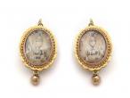 Victorian painted urn and weeping willow framed scene mourning earrings