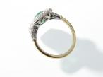 Art Deco pear shape emerald and diamond cluster ring