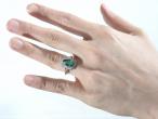 Art Deco pear shape emerald and diamond cluster ring