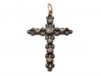 Georgian Rose Cut Diamond Silver & Yellow Gold Cross Pendant