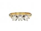 Vintage Three Stone Diamond Ring in 18kt Yellow Gold