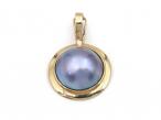 Retro black mabe pearl and 14kt yellow gold pendant