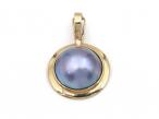 Retro Black Mabe Pearl & 14kt Yellow Gold Pendant