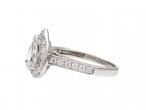 Diamond pear shape halo cluster engagement ring in 18kt white gold