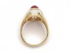 Retro ruby cabochon and diamond star signet in 18kt yellow gold