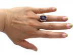 Antique Italian ruby diamond and royal blue enamel cluster ring