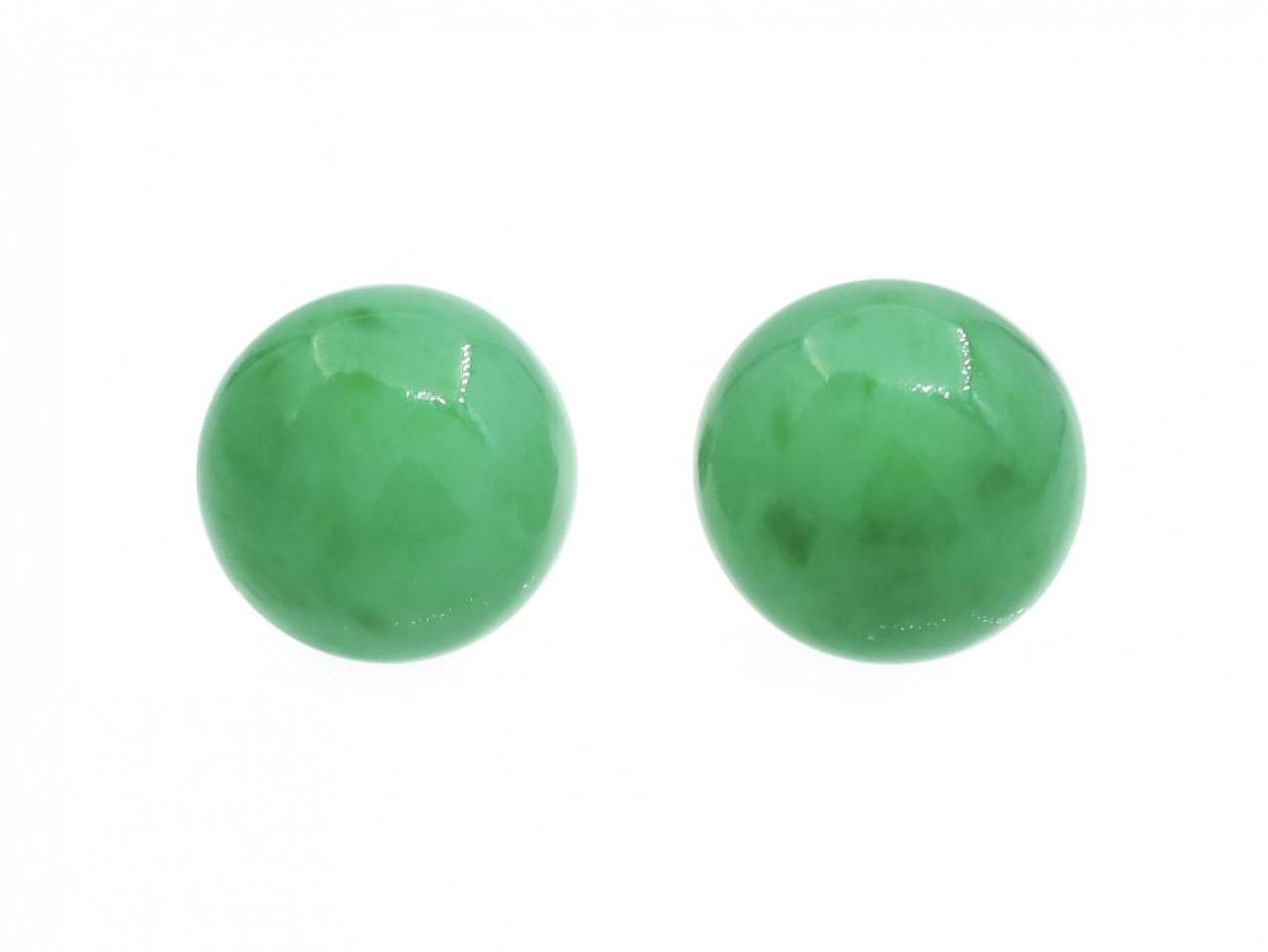 French vintage jade cabochon stud earrings in platinum