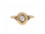 Victorian diamond set oval shield ring in 18kt yellow gold