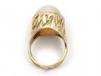 1970s Moonstone Dress Ring in Textured 14kt Yellow Gold