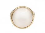 1970s Moonstone Dress Ring in Textured 14kt Yellow Gold