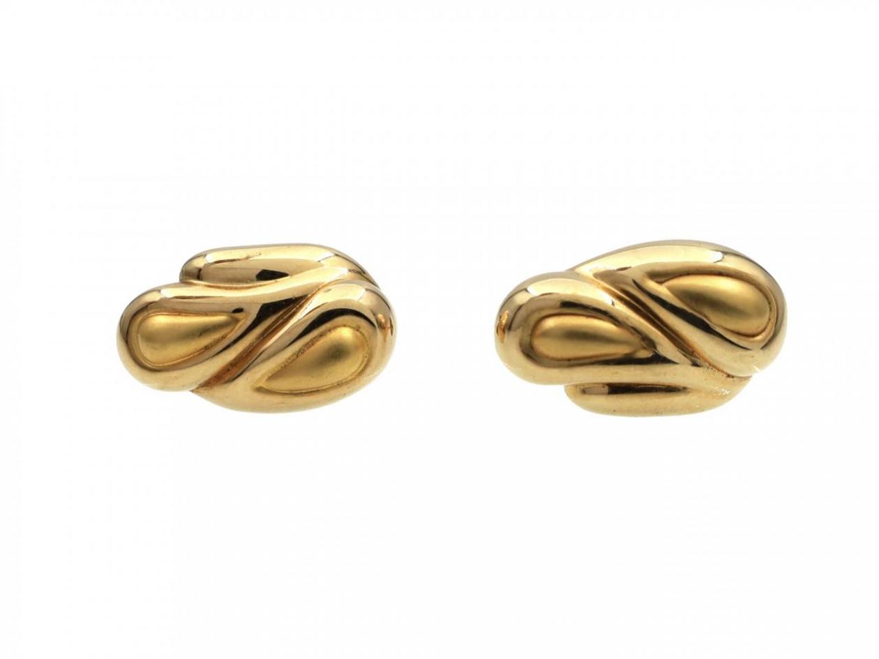 Retro French Coffee Bean Stud Earrings in 18kt Yellow Gold
