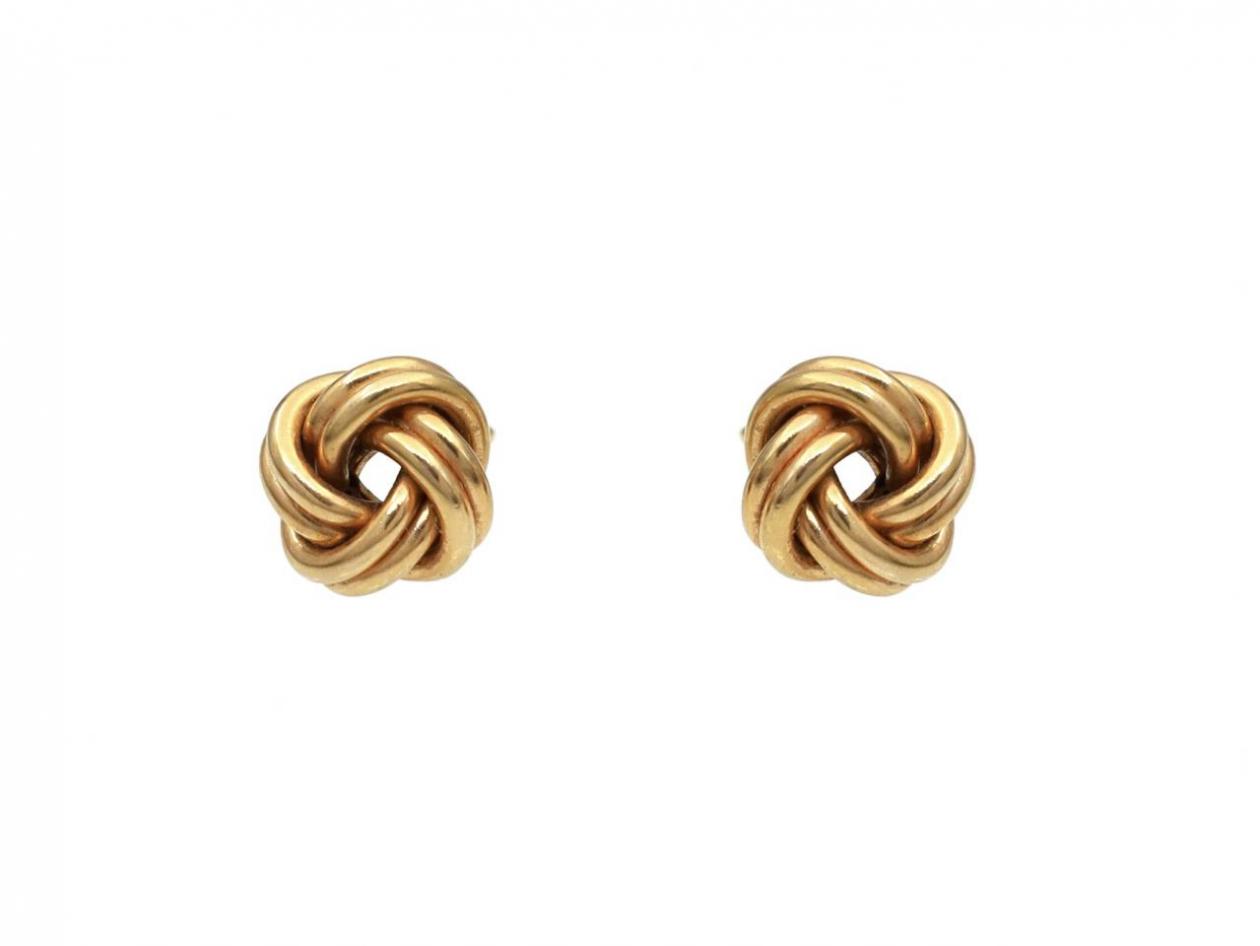 Vintage yellow gold knot stud earrings