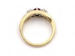 Vintage Ruby & Diamond Open Three Stone Ring in 18kt Yellow Gold