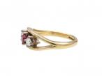 Vintage Ruby & Diamond Open Three Stone Ring in 18kt Yellow Gold