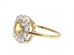 Antique style yellow sapphire and diamond floral cluster ring