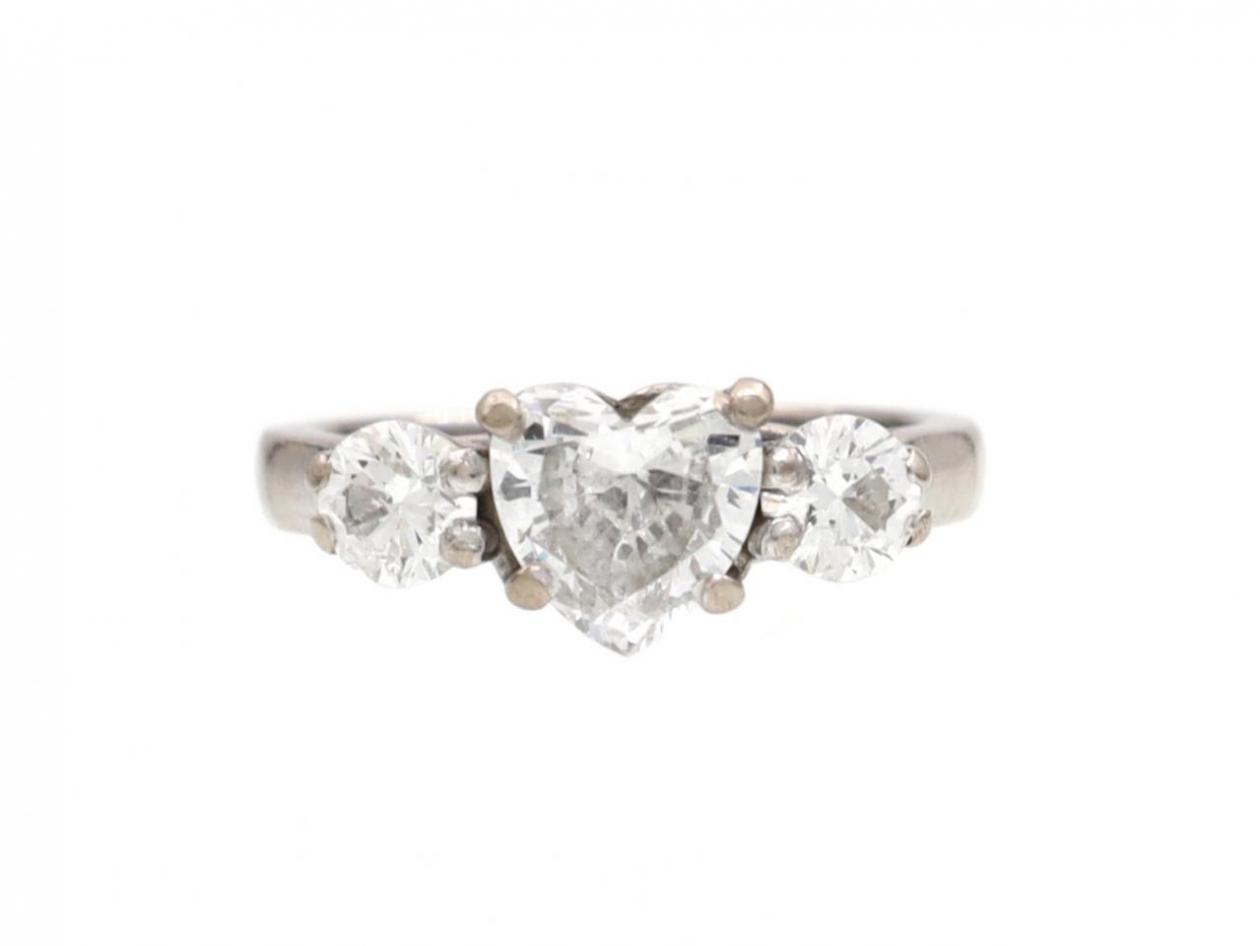 1.02ct Heart Shape Diamond Three Stone Engagement Ring
