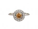 Edwardian fancy cognac diamond cluster ring in platinum