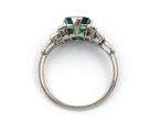 Art Deco Colombian emerald and baguette diamond ring in platinum
