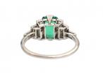 Art Deco Colombian emerald and baguette diamond ring in platinum
