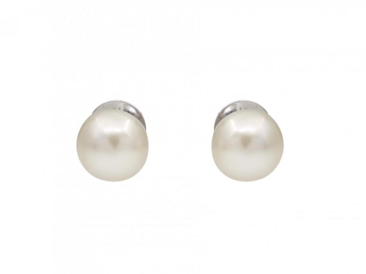 Cultured South Sea pearl stud earrings in 18kt white gold