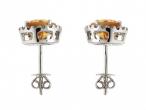 Vintage Oval Citrine & Diamond Cluster Earrings in 18kt White Gold