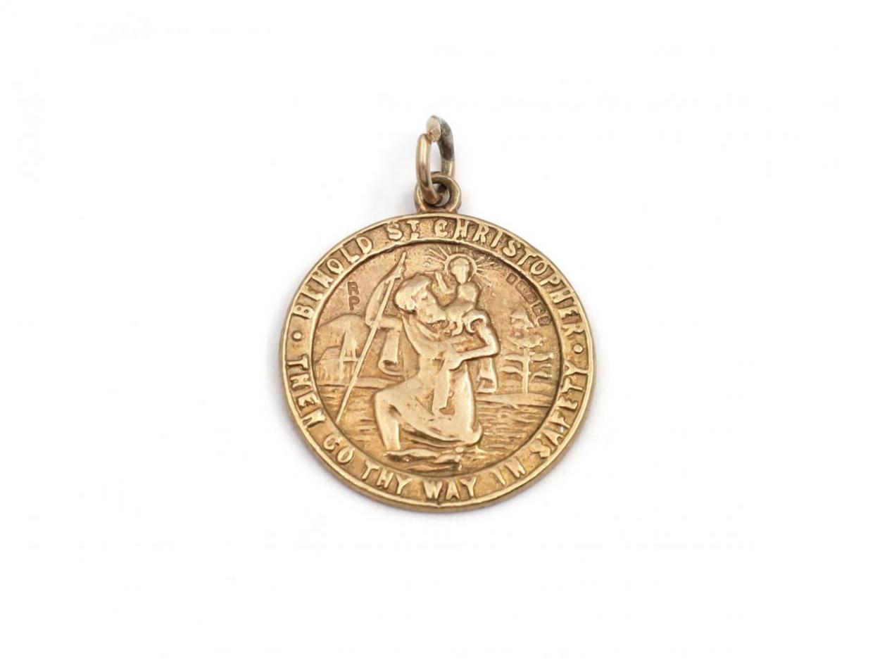 Vintage St. Christopher medal in 9kt yellow gold