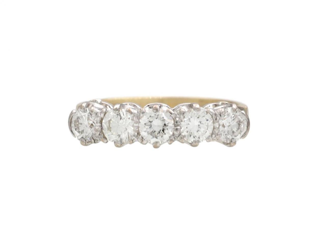 Vintage diamond five stone ring in 18kt yellow gold