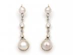Antique pearl and Old European cut diamond drop earrings