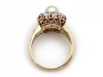 Victorian natural pearl and diamond coronet cluster ring in gold