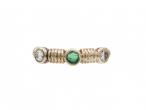 Vintage Emerald & Diamond Three Stone Ribbed Ring