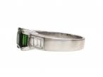Contemporary green tourmaline and baguette cut diamond ring