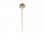Antique natural pearl horseshoe stickpin in yellow gold