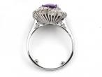 Fancy purplish pink sapphire and diamond asymmetric cluster ring