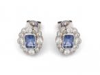 Vintage cornflower blue sapphire and diamond cluster earrings