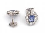 Vintage cornflower blue sapphire and diamond cluster earrings