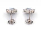 Vintage cornflower blue sapphire and diamond cluster earrings