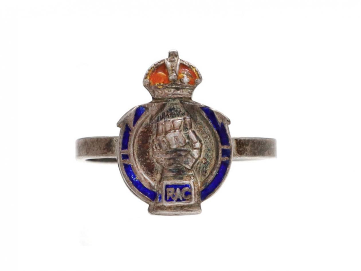 Royal Armoured Corps Military sweetheart ring in sterling silver