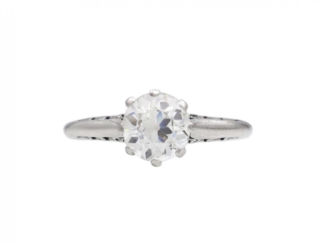 Antique 0.90ct Old European cut diamond solitaire engagement ring