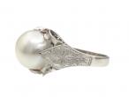 Vintage cultured pearl solitaire palladium dress ring