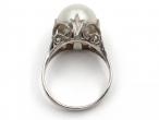 Vintage cultured pearl solitaire palladium dress ring