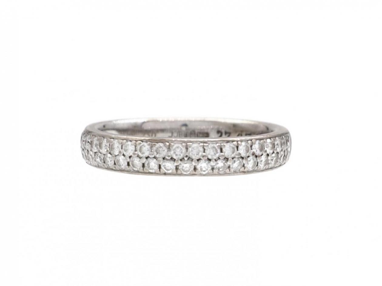 18kt White Gold & Two Row Diamond Set Half Eternity Ring